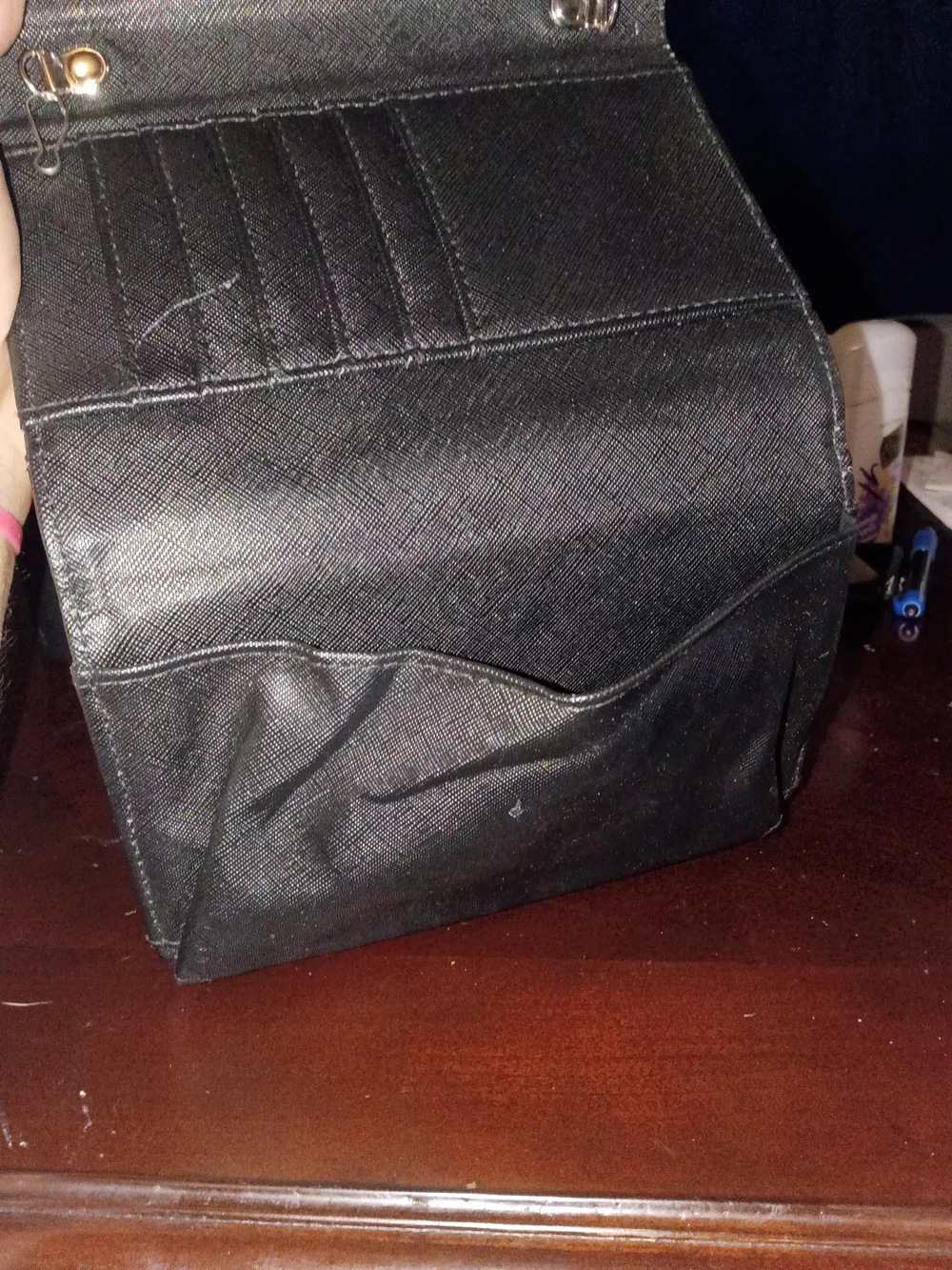 Silver Crystal Envelope Clutch with Black Trim